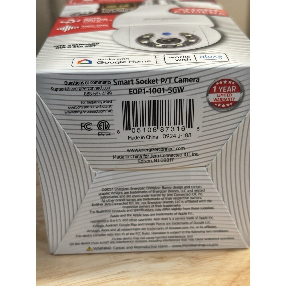NEW 5GHz Energizer Smart Camera WiFi Indoor Outdoor Standard Bulb Socket Voice - Picture 5 of 6